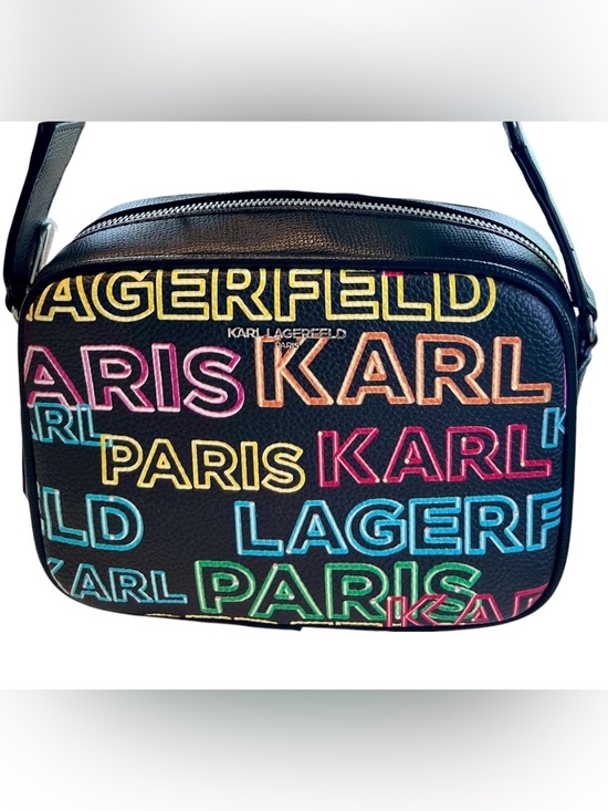 Karl Lagerfeld Handbags - Karl Lagerfeld Crossbody Bag Leather Neon Multicolor Logo Round Pouch NWT